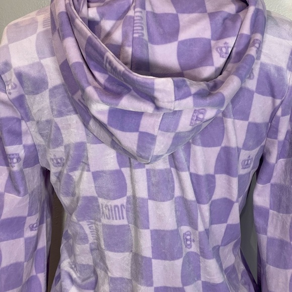 Juicy Couture Y2K Purple Squares Logo Velour Hooded Zip Hoodie Jacket Sz M - Picture 6 of 11